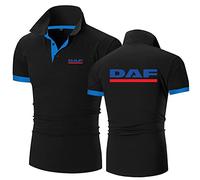 FLOATING T-shirt for Men - DAF Short Sleeve Classic Turn-down Collar Sports Golf Tennis Color Contrast Top-Black||L