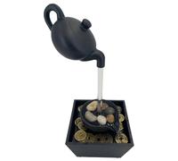 Floating Teapot Fountain 11 Inch USB and Battery Powered Water Fountains Indoor with LED Light and Pebble Decor Tabletop Fountain Ornaments,Tabletop Fountains