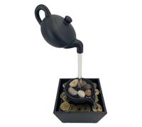 Floating Teapot Fountain 11 Inch USB and Battery Powered Water Fountains Indoor with LED Light and Pebble Decor Tabletop Fountain Ornaments for Office Bedroom Decoration Tabletop Water Fountain Tablet