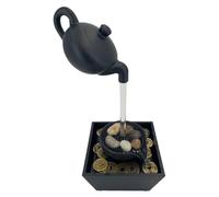 Floating Teapot Fountain,Indoor Fountain 11 Inch USB and Battery Powered Water Fountains Indoor with LED Light and Pebble Decor Tabletop Fountain Ornaments