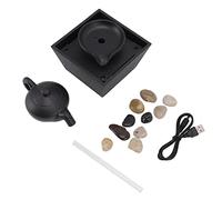Floating Teapot Water Fountain Ornament with LED Lights - USB or Battery Powered Tabletop Waterfall Decoration for Living Room, Office or Bedroom