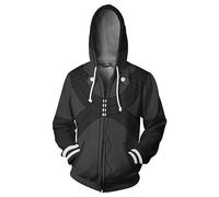 FLOATING Tok-yo Gho-ul Anime Jumpers, 3D Printed Hoodies for Halloween Carnival Cosplay, Winter Long Sleeve Full Zip Hoodies Jackets Tops-Black||XL