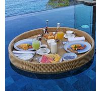 Floating Tray Table Bar Round,Swimming Pool Floats For Adults For Sandbars,Spas,Bath,And Parties Floating Tray For Pool Serving Drinks,Food On The Water (Apricot 80 * 80 * 20)