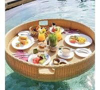 floating trays, Round Floating Serving Tray Table & Bar - Stylish Breakfast Tray on The Water - Floating Bar for Pool(Yellow,80X80X15CM)