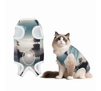 Floating Tree Dog Surgery Suit Recovery Suit, 100% Cotton Breathable Full Body Dog & Cat Surgical Suit with Cute Prints, Alternative to Cone for Spay Neuter Wound Care, Male & Female Pets Medium