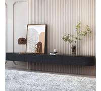 Floating TV Cabinet Made of Solid Walnut with Multiple Shelves, Wall-mounted TV cabinet with drop-down door. (Walnut,160 * 30 * 20CM)