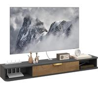 HOMCOM 140 cm Floating TV Unit with Storage Entertainment Media Console Grey - Charcoal grey