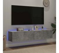 Floating TV Cabinet with LED Lights, Floating TV Stand with Storage, Floating TV Shelf Wall Mounted Entertainment Center, 160 cm