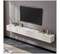 Floating TV Console - Wall Mounted Media Cabinet, Entertainment Shelf with Storage & Door, Modern White Design, 200cm TV Stand for Living Room, Home Theater, Space-Saving Solution