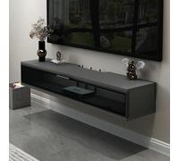 Floating Tv Shelf Stand Cabinet Unit Media Wall Mounted Long Tv Media Units Console With Storage Doors，Modern Floating TV Stand - Wall Mounted Entertainment Center, Wooden Media Console with