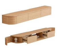 Floating TV Shelf Stand Cabinet - Wall Mounted Media Unit with Ambient Lighting, Height Adjustable for Living Room, Long Console Design