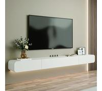 Floating TV Stand 47/62/70/78/94in Wall Mounted Tv Unit Center TV Media Console With Door And 2 Drawers Wall Mounted TV Stand Multi Storage Compartment TV Stand For Living Room, Bedroom(White,160*24*1
