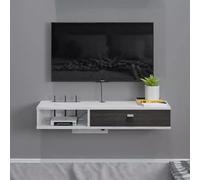Floating TV Stand Floating TV Unit 100cm Wall Mounted Media Wall Unit Tv Wall Units For Living Room With 1 Drawers And Door Large Storage TV Bench For Living Room(White)