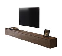 Floating TV Stand - Wall-Mounted Entertainment Center, Solid Wood TV Shelf for Living Room & Office, 160/180/200/240cm, Modern Design, Brown-A Finish.