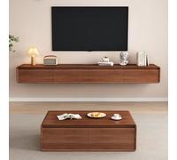 Floating TV Stand, Wall Mounted Entertainment Center with 2 Flip-Down Doors & 2 Drawers, Modern Media Console Cabinet with Storage for Living Room or Bedroom(Walnut,200cm)