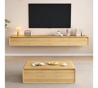 Floating TV Stand, Wall Mounted Entertainment Center with 2 Flip-Down Doors & 2 Drawers, Modern Media Console Cabinet with Storage for Living Room or Bedroom(Wood,160CM)