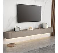 Floating TV Stand - Wall Mounted Media Console with Doors, Stylish Large Storage Cabinet for Living Room & Bedroom, Modern Farmhouse Design (Khaki, 140CM)