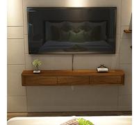 Floating TV Stand with 3 Storage Space Walnut Wood Modern Wall Mounted TV Unit Shelf Component with Cable Management TV Cabinet Suitable for 32 40 43 50Inch TVs4350 White