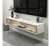 Floating Tv Stand With Drawers Flip Lids Wall Mounted Entertainment Center Media Console Wall Mounted Floating Tv Console Modern Wall Mounted Tv Cabinet For Living Room B,White,100x23x20.2CM/39.4x9.1