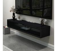 Floating Tv Stand With Drawers Flip Lids Wall Mounted Entertainment Center Media Console Wall Mounted Floating Tv Console Modern Wall Mounted Tv Cabinet For Living Room B,Black,100x23x20.2CM/39.4x9.1