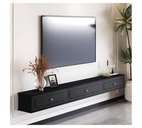 Floating TV Stand with Storage, Wall-Mounted TV Shelves, Large Media Console, Wooden TV Unit, Entertainment Center, Black 200cm TV Cabinet
