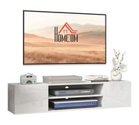 Floating TV Unit 140x30x30cm High Gloss White Melamine Wall-Mounted Storage Unit
