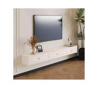 Floating TV Unit Floating TV Stand, Elegant Vintage Wall Mounted Entainment Center with Storage, Floating TV Console with 1 Cabinet and 2 Drawers TV Shelf for Wall(White,220x24x20cm)