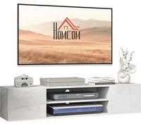 Floating TV Unit High Gloss White Wall Mounted Stand 60 Inch Storage Cabinet