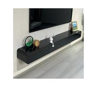 Floating TV Unit Modern Floating Wall Mounted TV Console with 2 Drawers, Wood Narrow Floating TV Cabinet Entertainment Center for Under TV Storage, White/Black TV Shelf for Wall(Black,200x24x18cm)