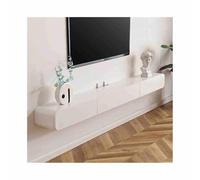 Floating TV Unit Modern Floating Wall Mounted TV Console with 2 Drawers, Wood Narrow Floating TV Cabinet Entertainment Center for Under TV Storage, White/Black TV Shelf for Wall(White,160x24x18cm)