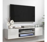 HOMCOM Floating TV Unit for 60" TVs W/ Shelves and Cabinets, White