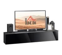 HOMCOM Wall Mounted TV Stand Unit with Storage & High Gloss Effect, Black in Grey HOMCOM Grey