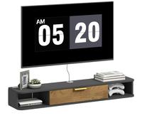 Homcom 120 Cm Floating Tv Unit With Storage Entertainment Media Console Grey In Dark Grey Dark Grey Small