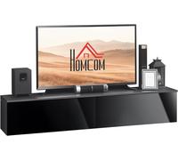 Floating TV Unit Wall Mounted Media Stand Gloss Black Grey Console Shelving Unit
