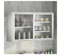 Floating Utility Cabinet with Glass Door, Heavy-Duty Stainless Steel Storage Organizer for Kitchen, Pantry, and Medicine Space-Saving
