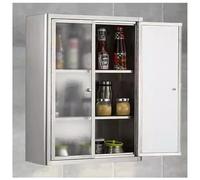 Floating Utility Cabinet with Glass Door, Heavy-Duty Stainless Steel Storage Organizer for Kitchen, Pantry, and Medicine Space-Saving