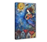 Floating Violinist Over The City Canvas Poster Wall Art Decor Print Picture Paintings for Living Room Bedroom Decoration 08x12inch(20x30cm)