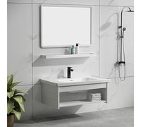 Floating Wall Mounted Bathroom Vanity Sink Combo with Mirror, Space-Saving Design for Small Bathrooms