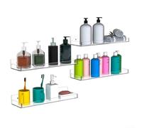 Floating Wall Mounted Display Shelves Set of 4 Modern Home Storage Organization System Multi Purpose Bathroom Kitchen Bedroom Living Room Shelf with Removable Baffles 15x4 Inch(4 device shelves)