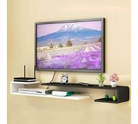 Floating Wall-Mounted TV Cabinet & Bookshelf - Modern Storage Shelf for Bedroom & Living Room - Multimedia Console for Set-Top Boxes & Routers (Color: Black/White, Size: 125-130cm)