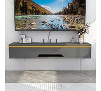 Floating Wall Mounted TV Unit Set Top Box Shelf with Hidden Cable Management Hole Small Media Console TV Stand for Bedroom Wall Mounted Storage Shelves 110cm Wide
