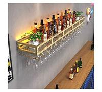Floating Wall-Mounted Wine Rack with LED Light, Inverted Glass Holder, Iron Bottle Holder for Home Bar & Dining Room Decor - Multifunctional Design