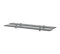 Floating Wall Shelf 2pc Clear Tempered Glass 90x10cm 8mm Zinc Clip Brackets 10kg