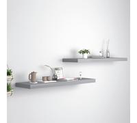 Floating Wall Shelf 2pcs Grey 90x23.5x3.8cm Honeycomb MDF Metal Frame Invisible.