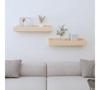 (natural, 50 x 12 x 9 cm) vidaXL 2x Solid Wood Pine Wall Shelves Home Picture Ledge Multi Colours/Sizes