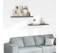 Floating Wall Shelf 90x23.5x3.8 cm High Gloss Grey Honeycomb MDF 2pcs Invisible