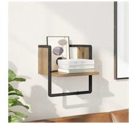 Floating Wall Shelf Artisan Oak Engineered Wood 30x25x30cm Black Metal 1 Shelf A