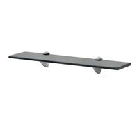 Floating wall shelf Black 50x10cm 8mm Tempered Glass 2pcs Zinc Alloy Clips 10kg