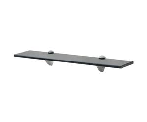 Floating wall shelf Black 50x10cm 8mm Tempered Glass 2pcs Zinc Alloy Clips 10kg