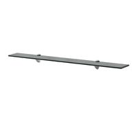 Floating Wall Shelf Black 90x20cm 8mm Tempered Glass Zinc Clip Brackets 2pcs10kg